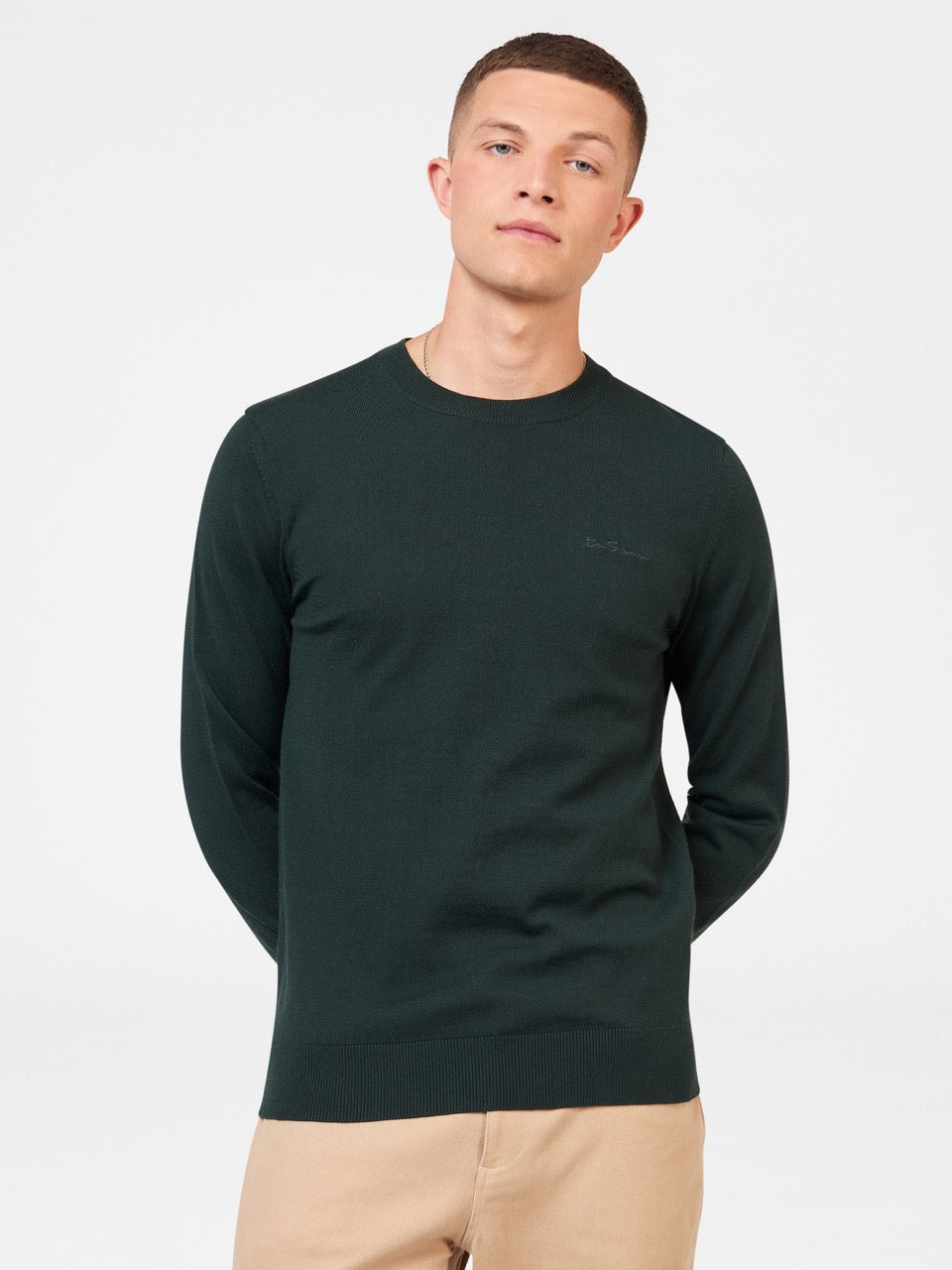 Knitwear Ben Sherman Signature Merino Crewneck Vert Foncé | QPF-68555529